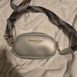 Montana West Silver Crossbody Bag with Patterned Strap